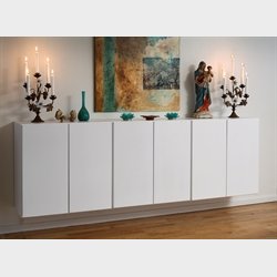 Stort KVADRAT skab med 4 rum - hvidmalet birk